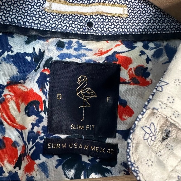 Denim & Flower | Floral Short Sleeve Slim Fit Button Down Shirt - Picture 6 of 6